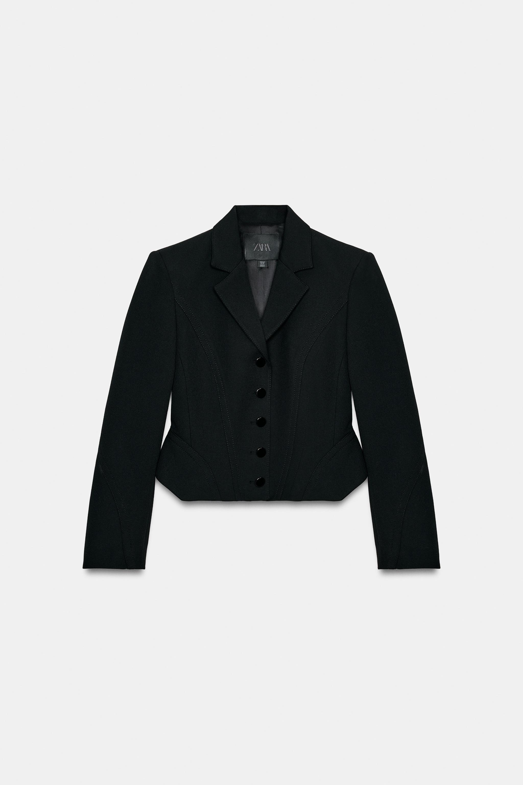 Cropped Topstitched Blazer Zw Collection