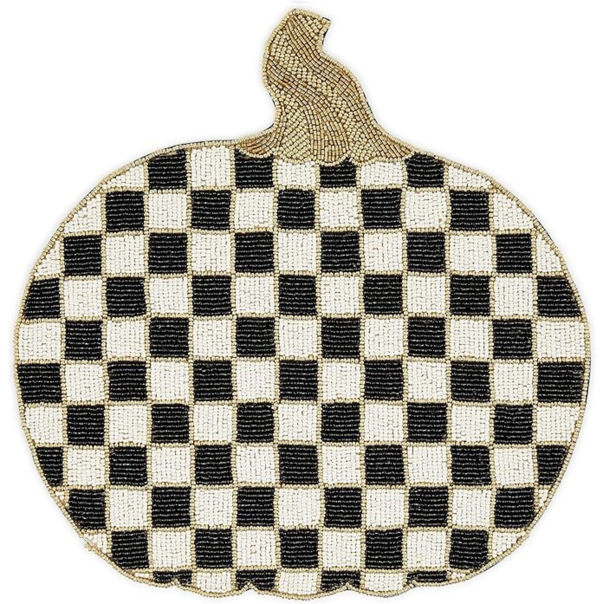 Mackenzie Childs, Beaded Placemat, Indoor Table Mat, Courtly Check Pumpkin