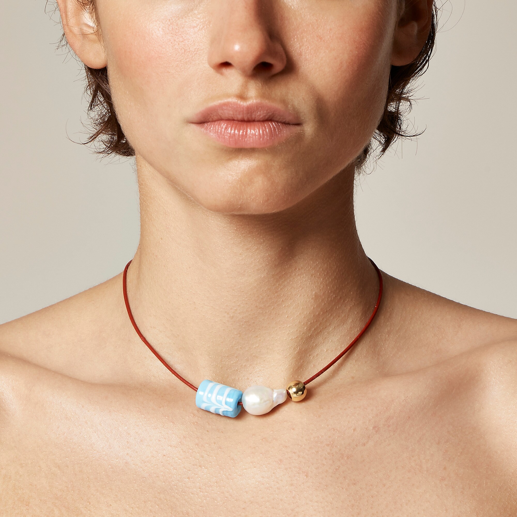 jcrew, Beaded Leather Cord Necklace