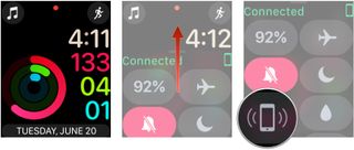 Find iPhone with Apple Watch: Swipe up on Home Screen of Watch, tap Find iPhone button to play a sound on iPhone