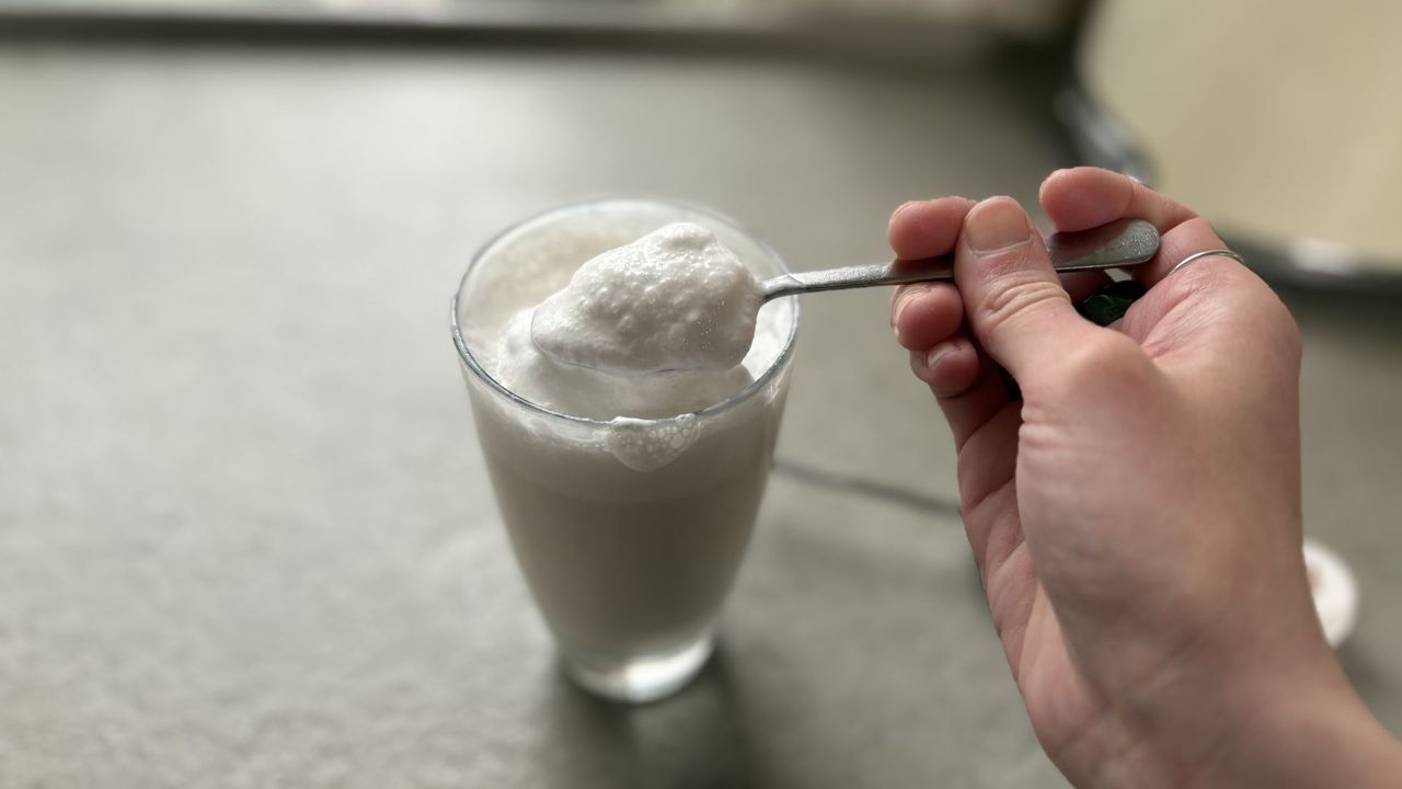 Milk textured in the Smeg mini milk frother