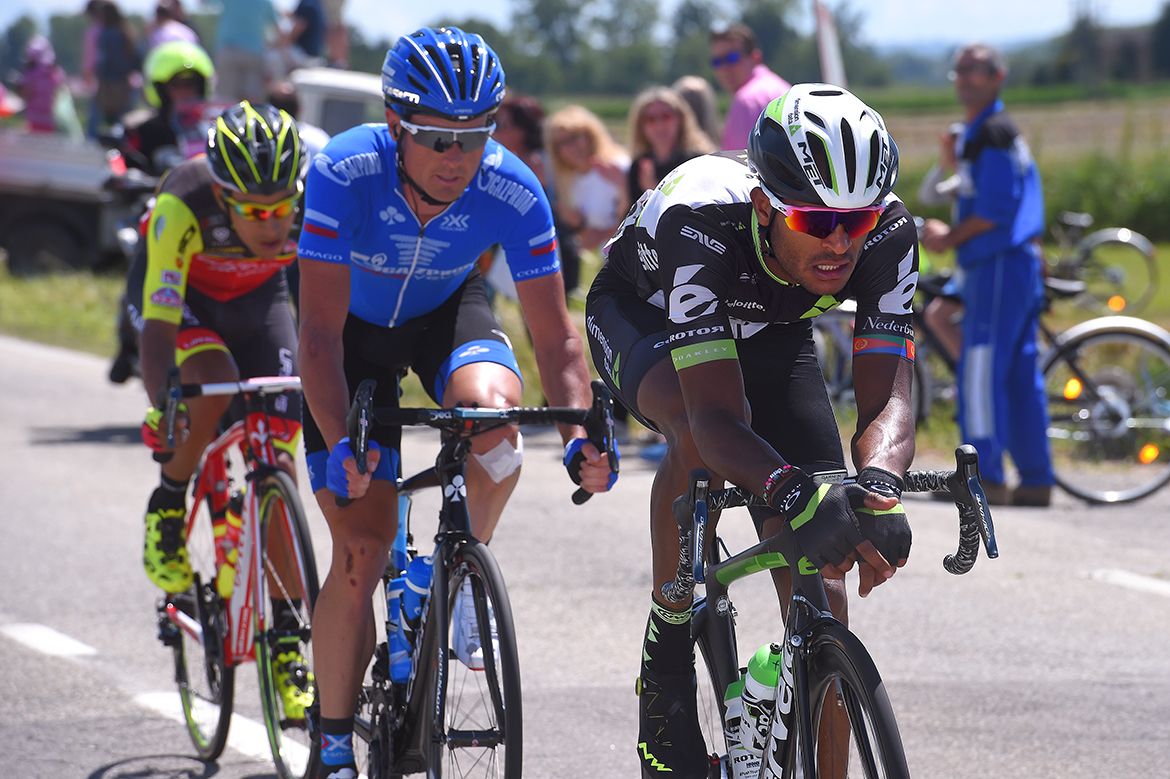 Natnael Berhane, Sergey Lagutin and Daniel Martinez at the Giro d'Italia