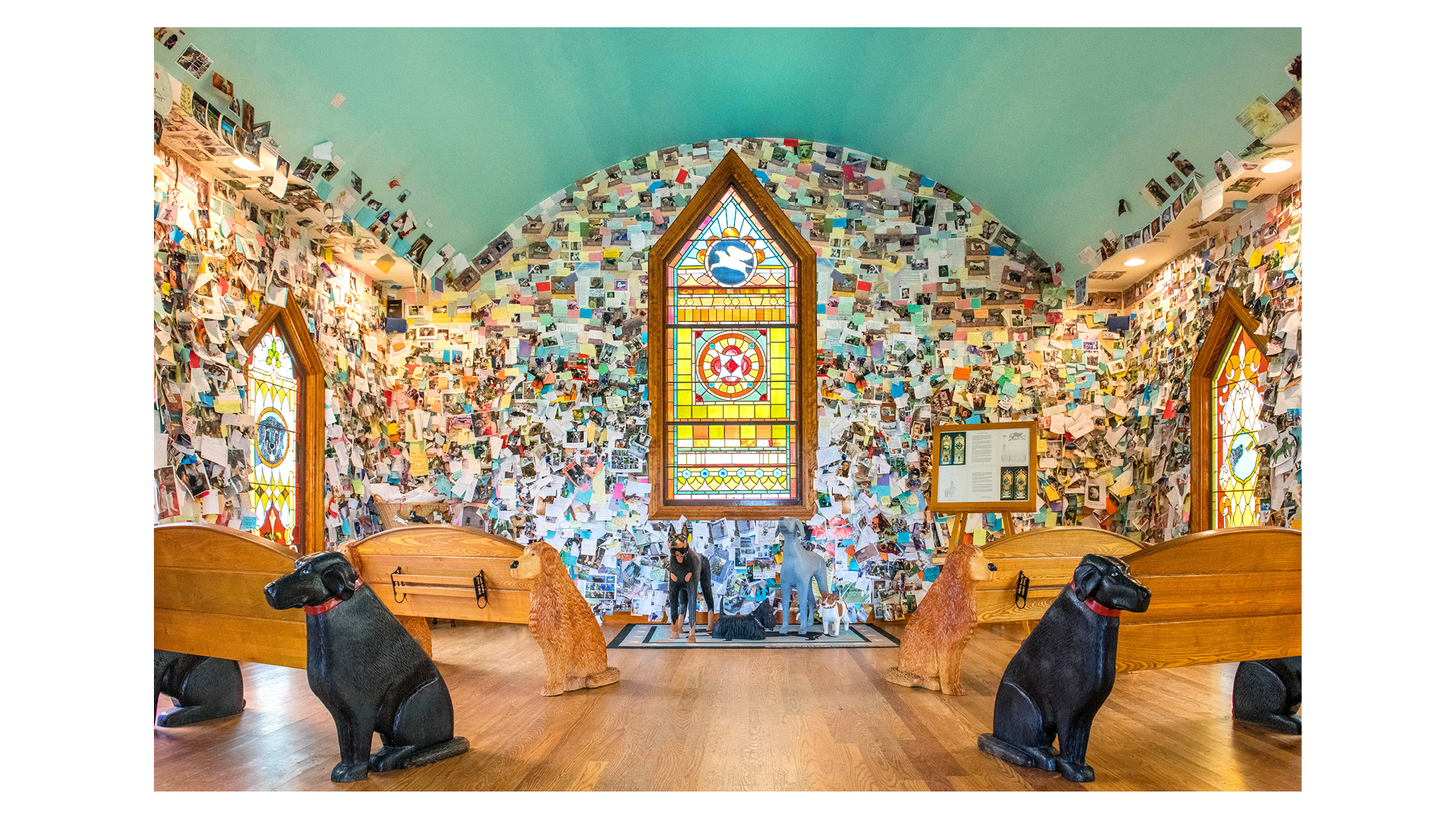 Photograph titled 'Dog Chapel, Vermont, USA', by Marjorie Becker, which appears in the Accidentally Wes Anderson Adventures book published by Laurence King Publishing