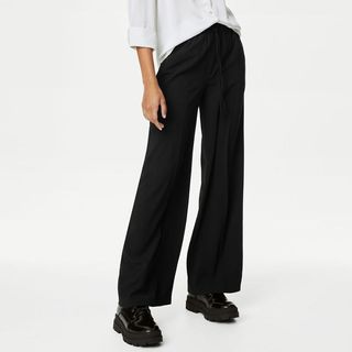 Wide leg black M&S trousers