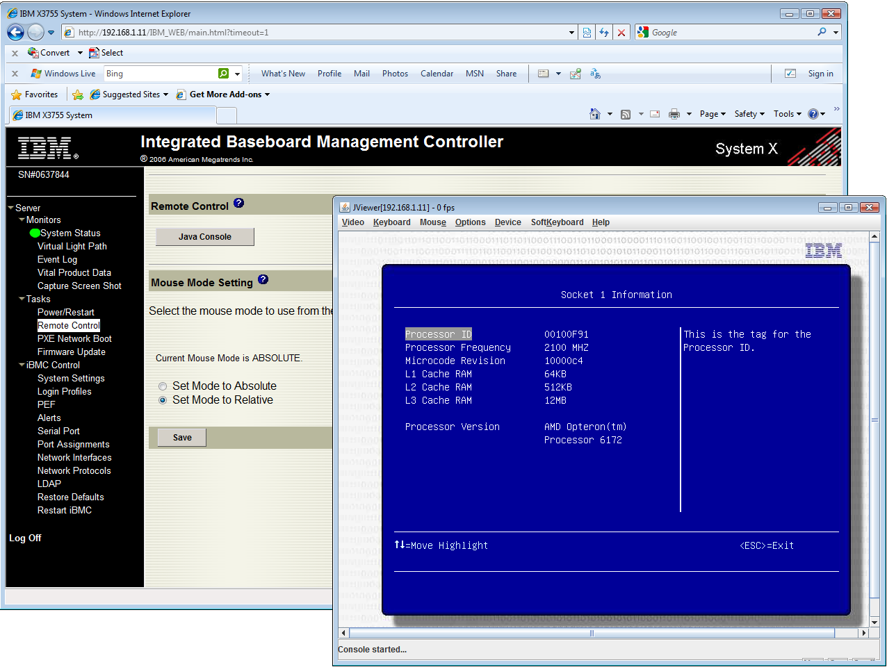 IBM&rsquo;s IMM management chip has KVM-over-IP remote control as one of its many useful features.