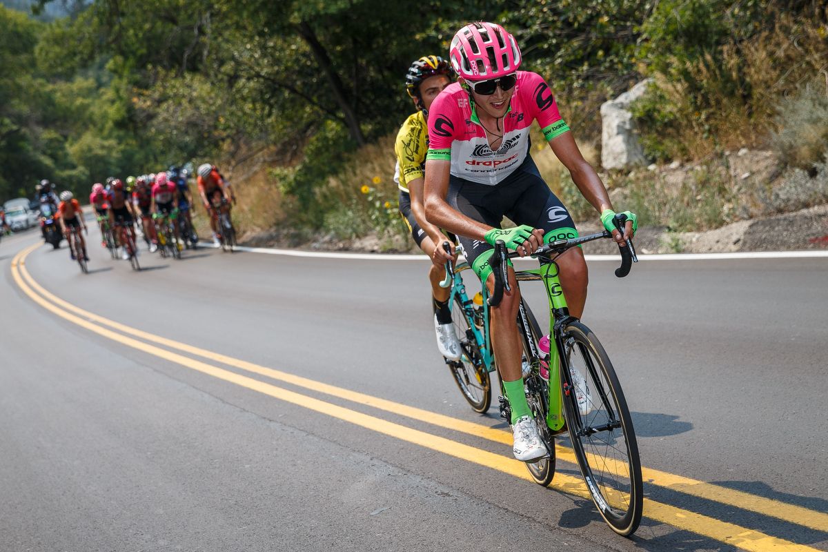Joe Dombrowski and Sepp Kuss get a gap on the GC group during stage 5 at the Tour of Utrah