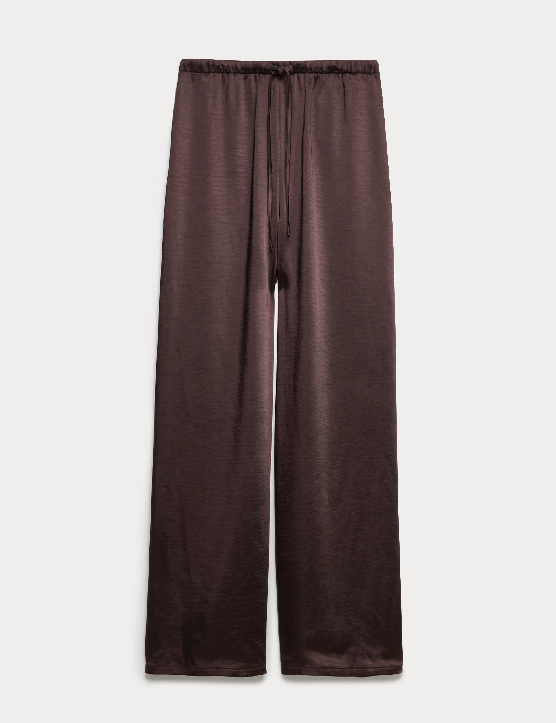 Satin Drawstring Wide Leg Trousers