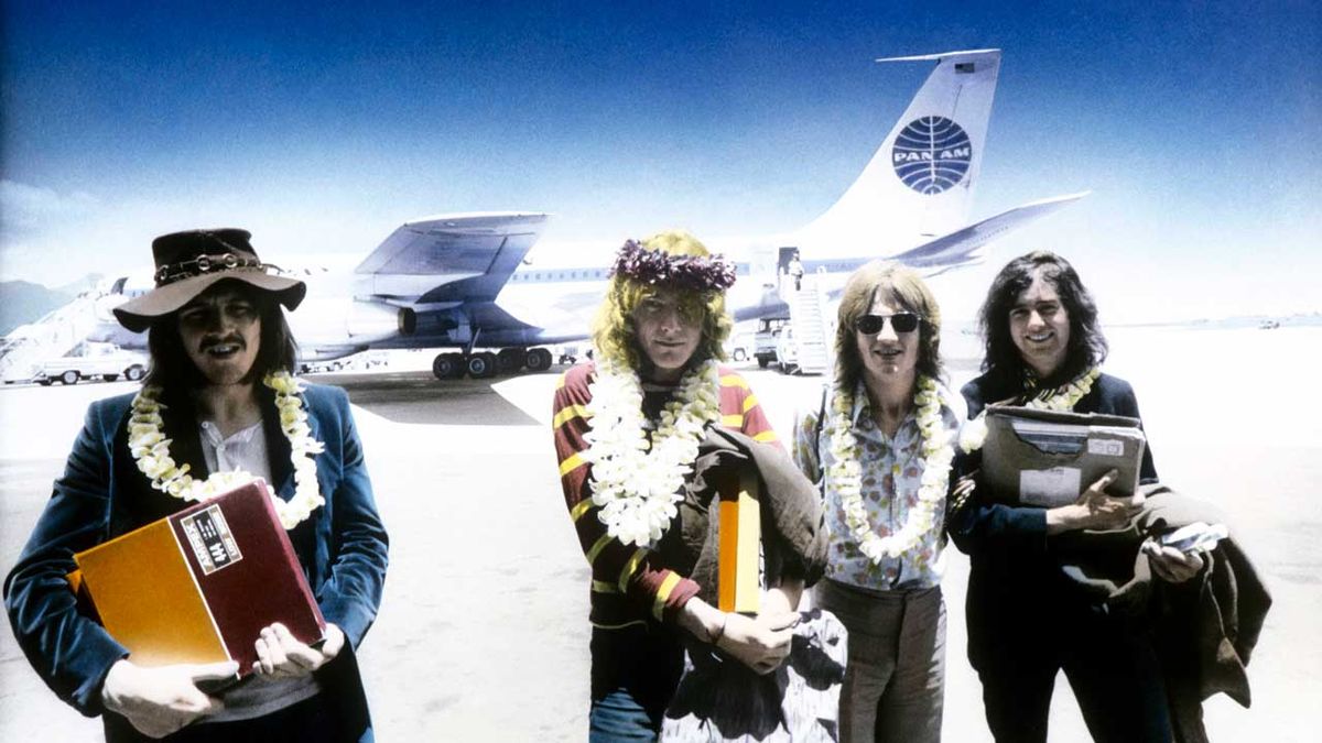 Led Zeppelin arrive at Honolulu airport on their 1969 US tour