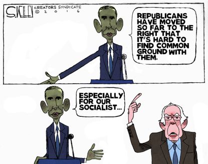 Obama Cartoon U.S. Bernie 2016