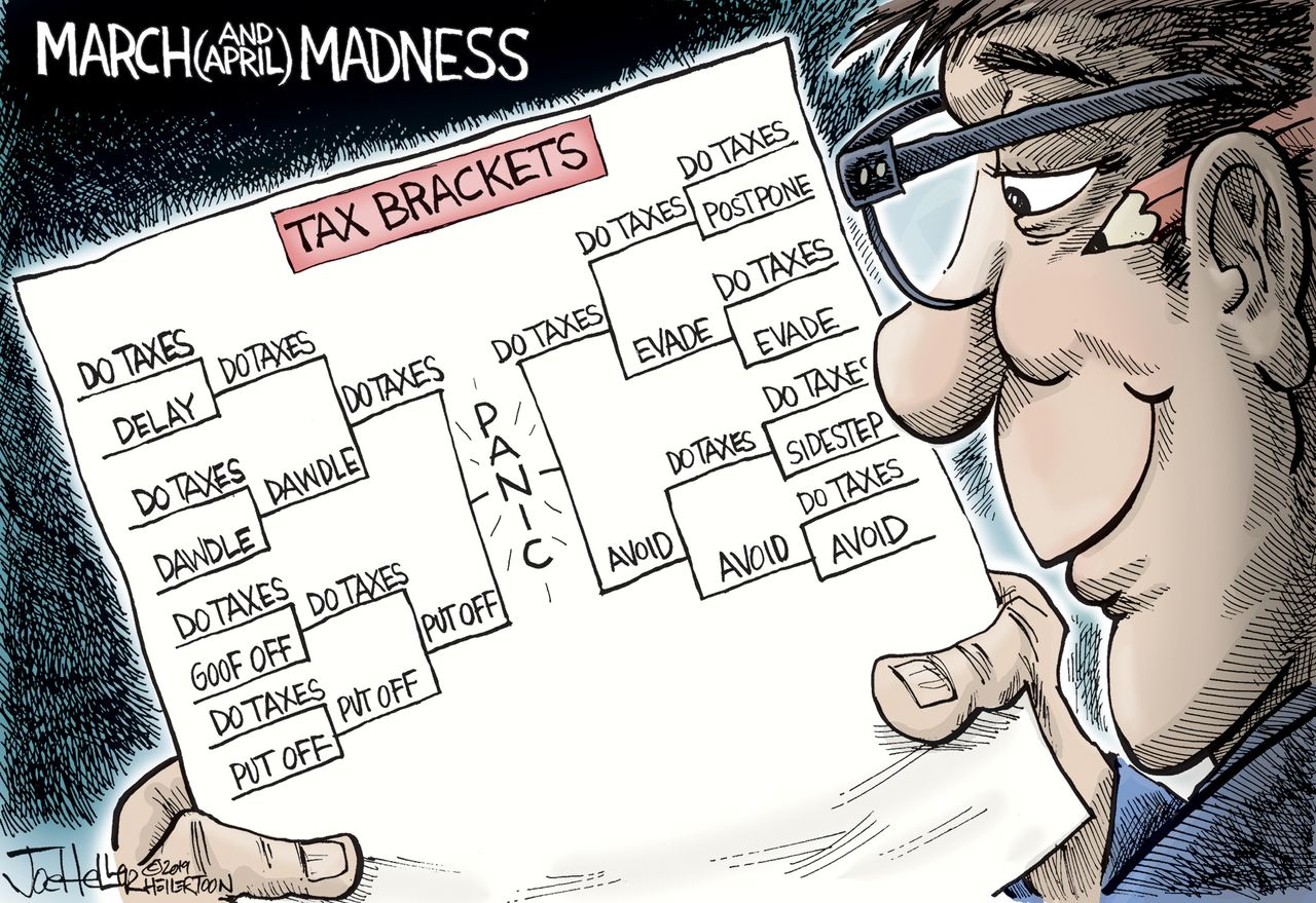 Editorial Cartoon U.S. March Madness Bracket Tax Season