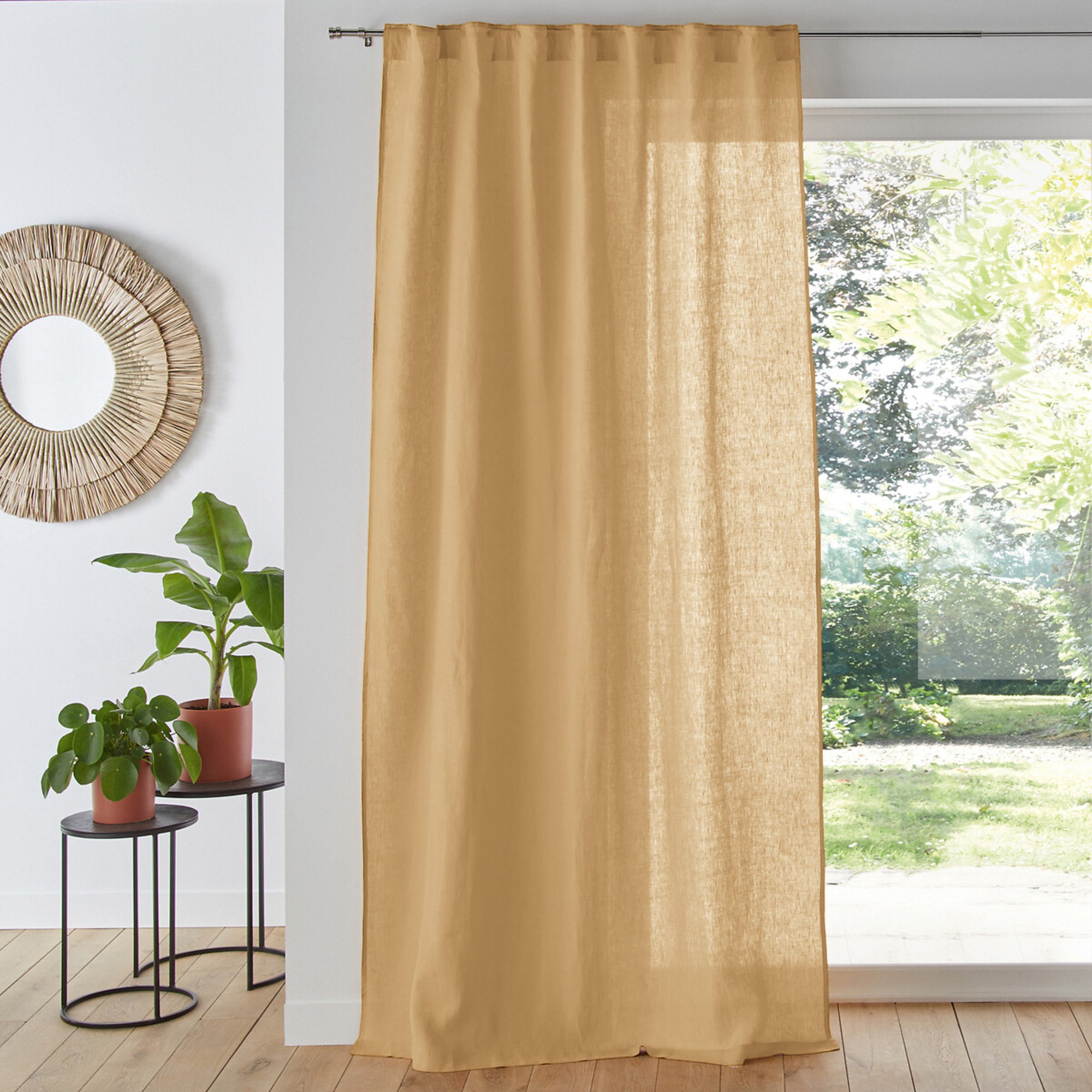 La Redoute Onega Concealed Tab Top Curtain in Washed Linen in Sand