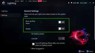 ROG Ally lighting menu