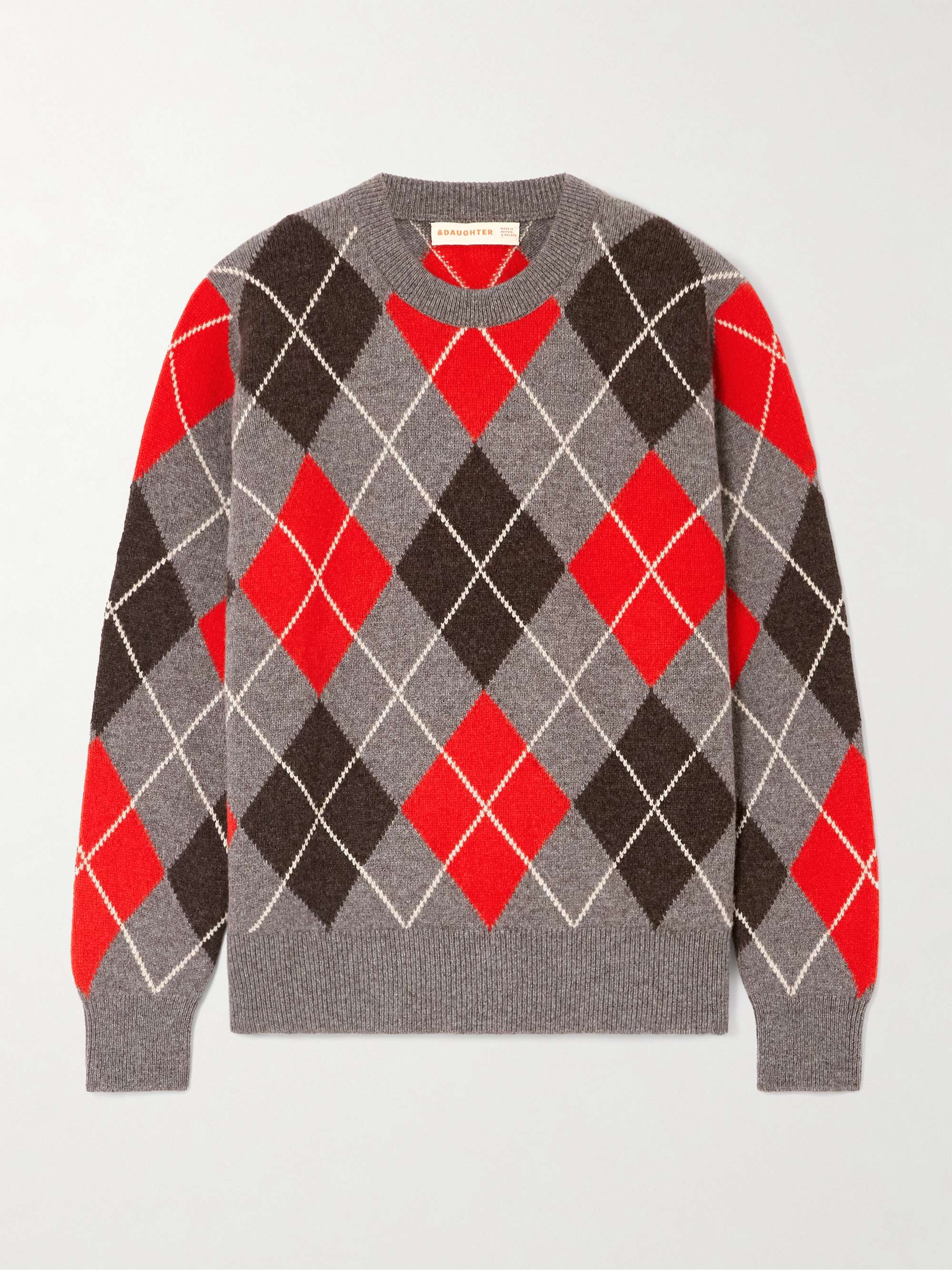 Argyle Checked Wool Sweater