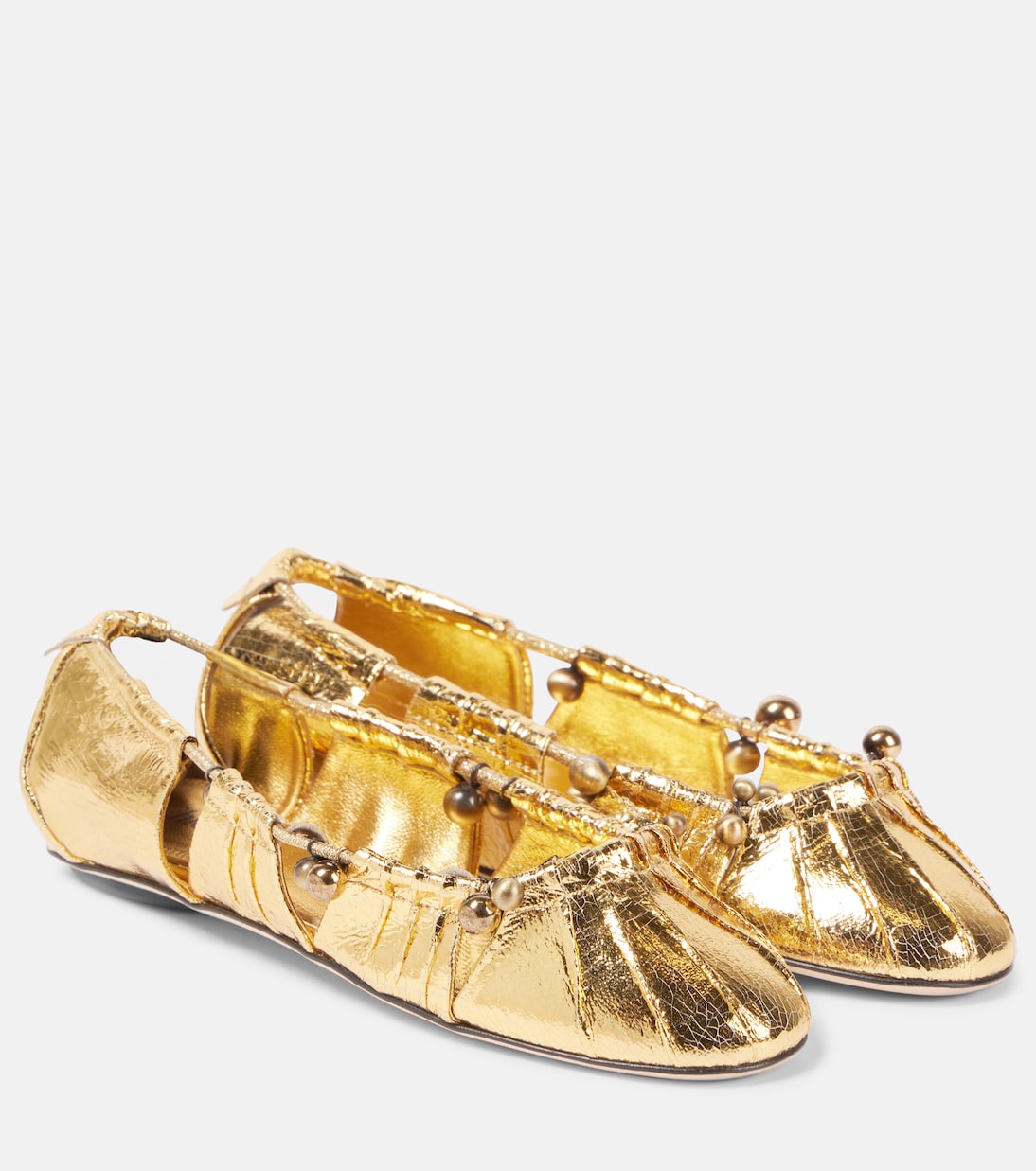 Luna Cutout Metallic Leather Ballet Flats