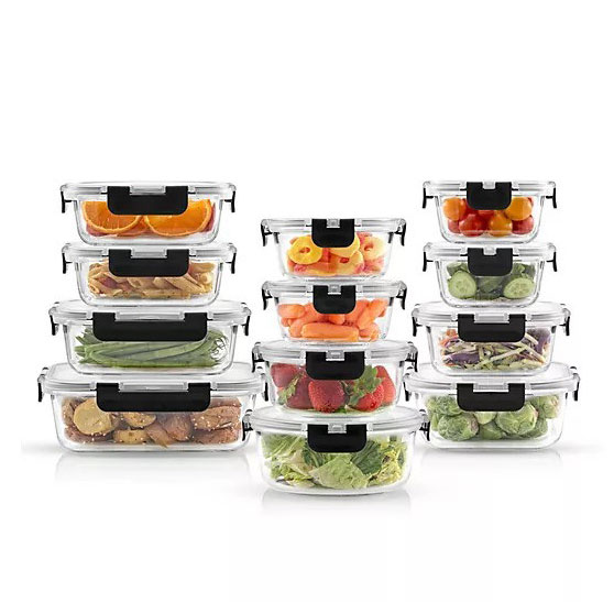 QVC, JoyFul by JoyJolt 24pc Glass Leakproof Storage Containers