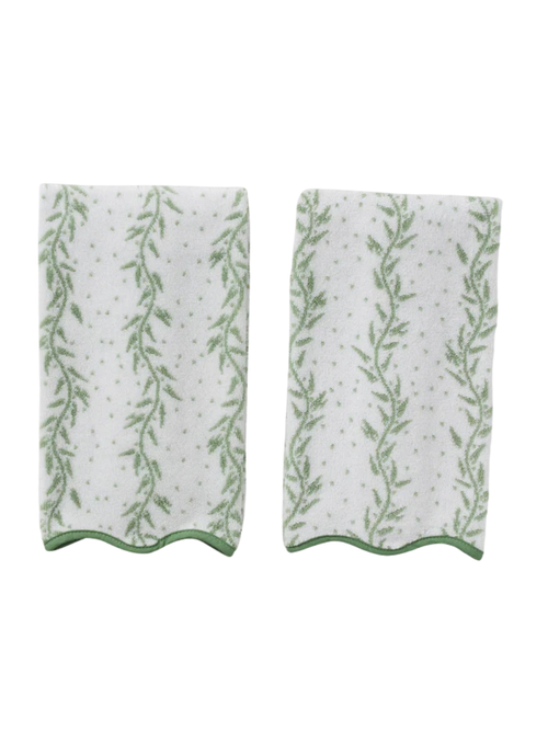 Patterned Scallop Hand Towels, Set of 2