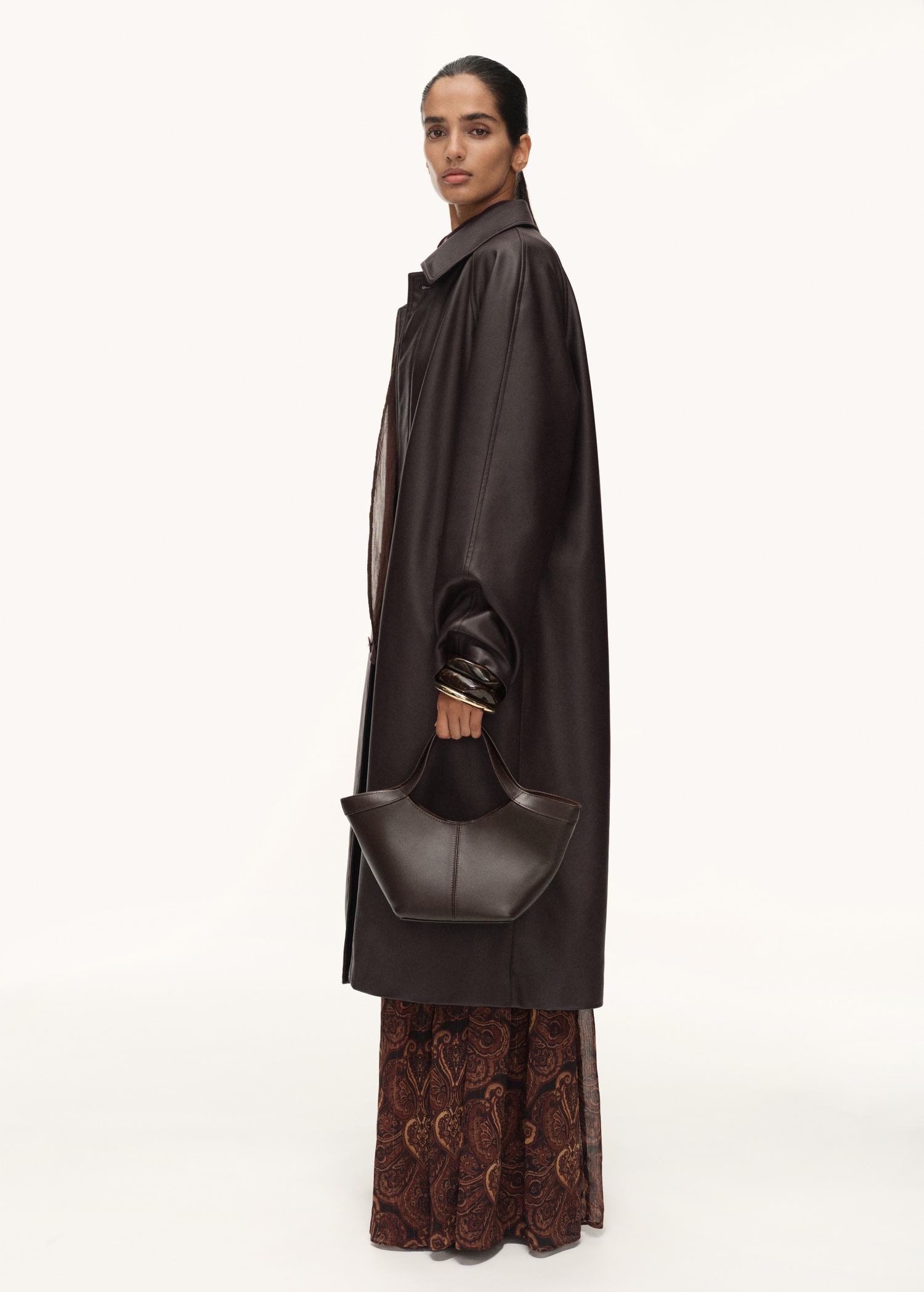 Long Faux-Leather Trench Coat - Women | Mango United Kingdom