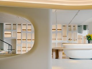 Curved lines and a modernist feel in the striking lobby
