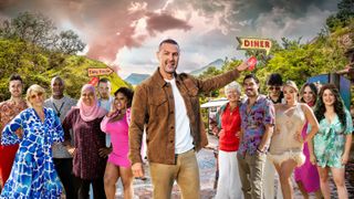Tempting Fortune season 1 Paddy McGuinness and the contestants in a promo shot. 
