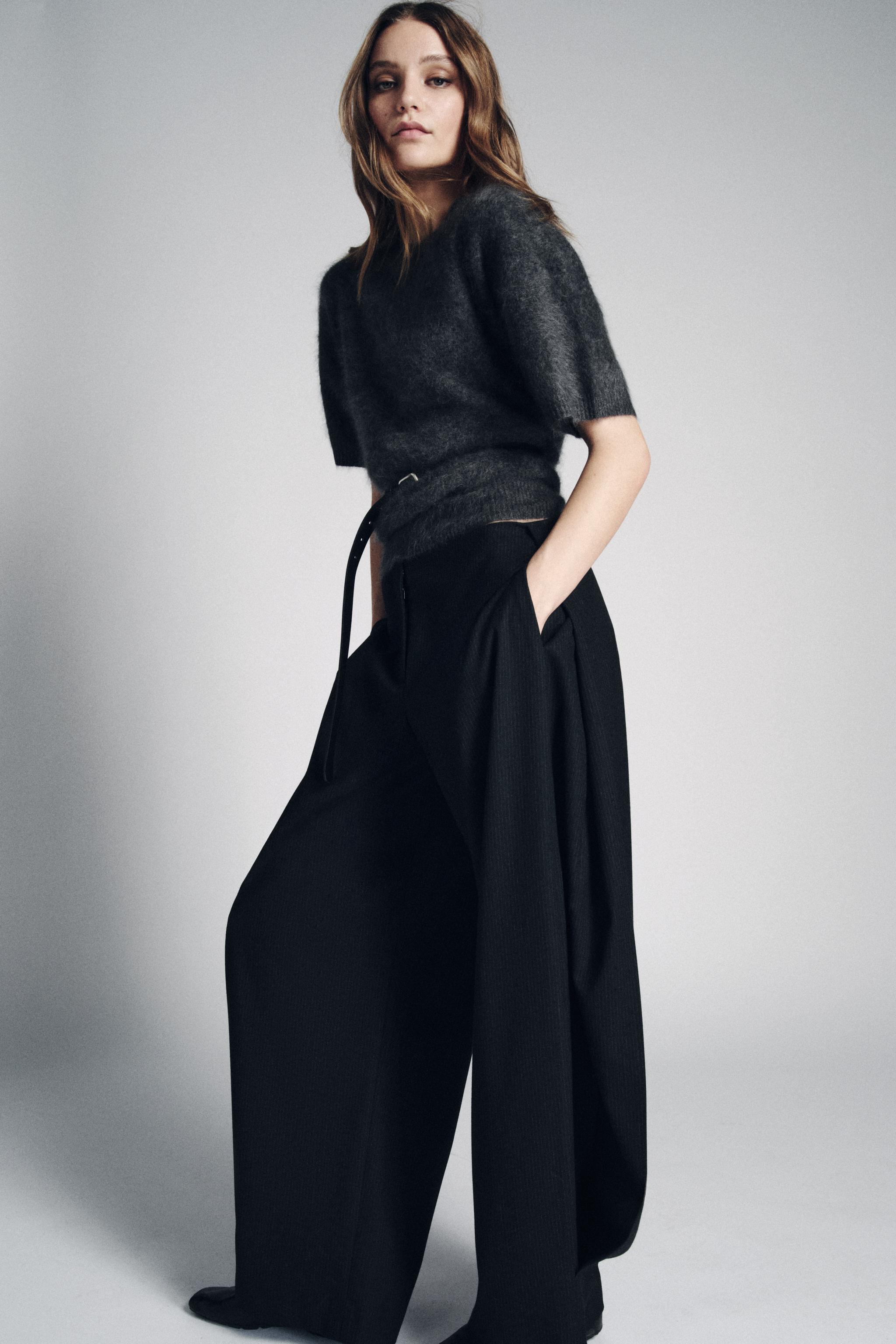 Zw Collection Wide-Leg Pinstripe Trousers
