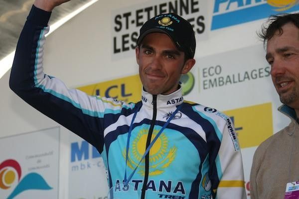 A content Alberto Contador celebrates another good day in the saddle.