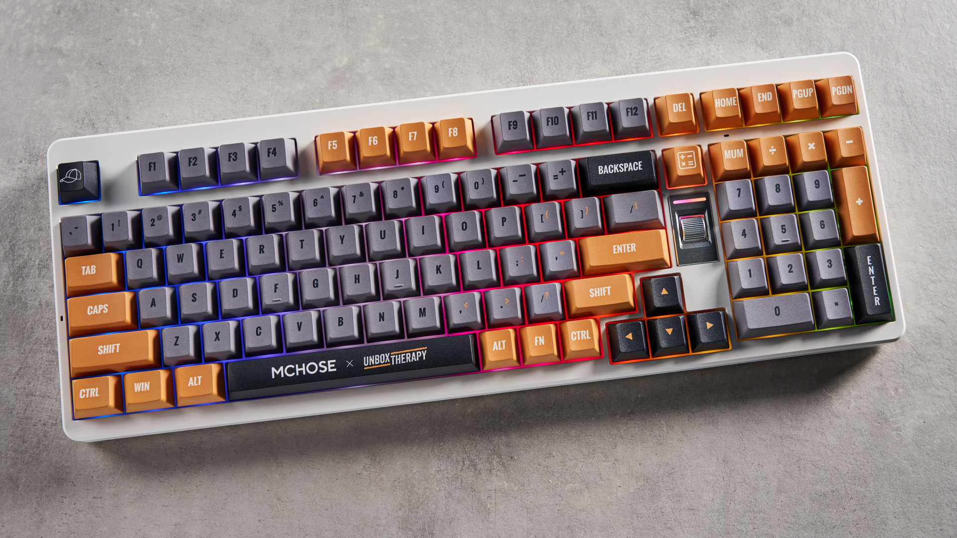 A retro-styled McHose x Unbox Therapy UT98 mechanical keyboard