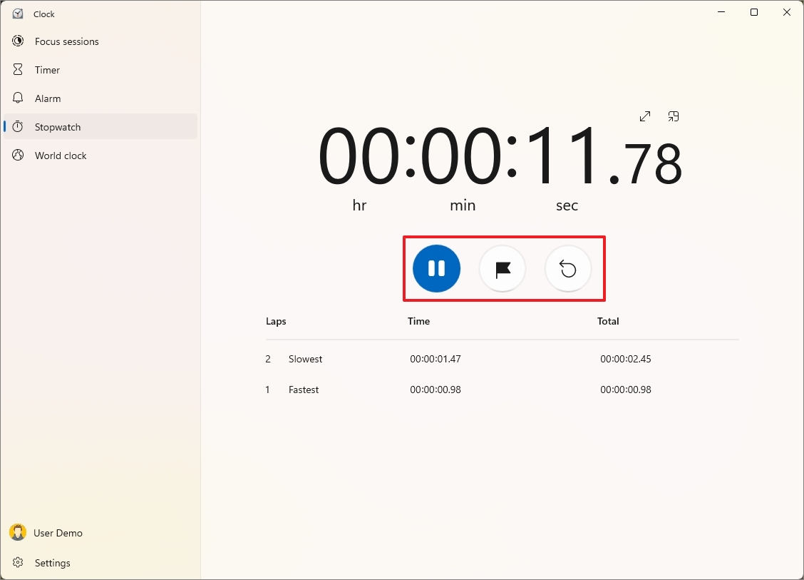 Windows 11 stopwatch