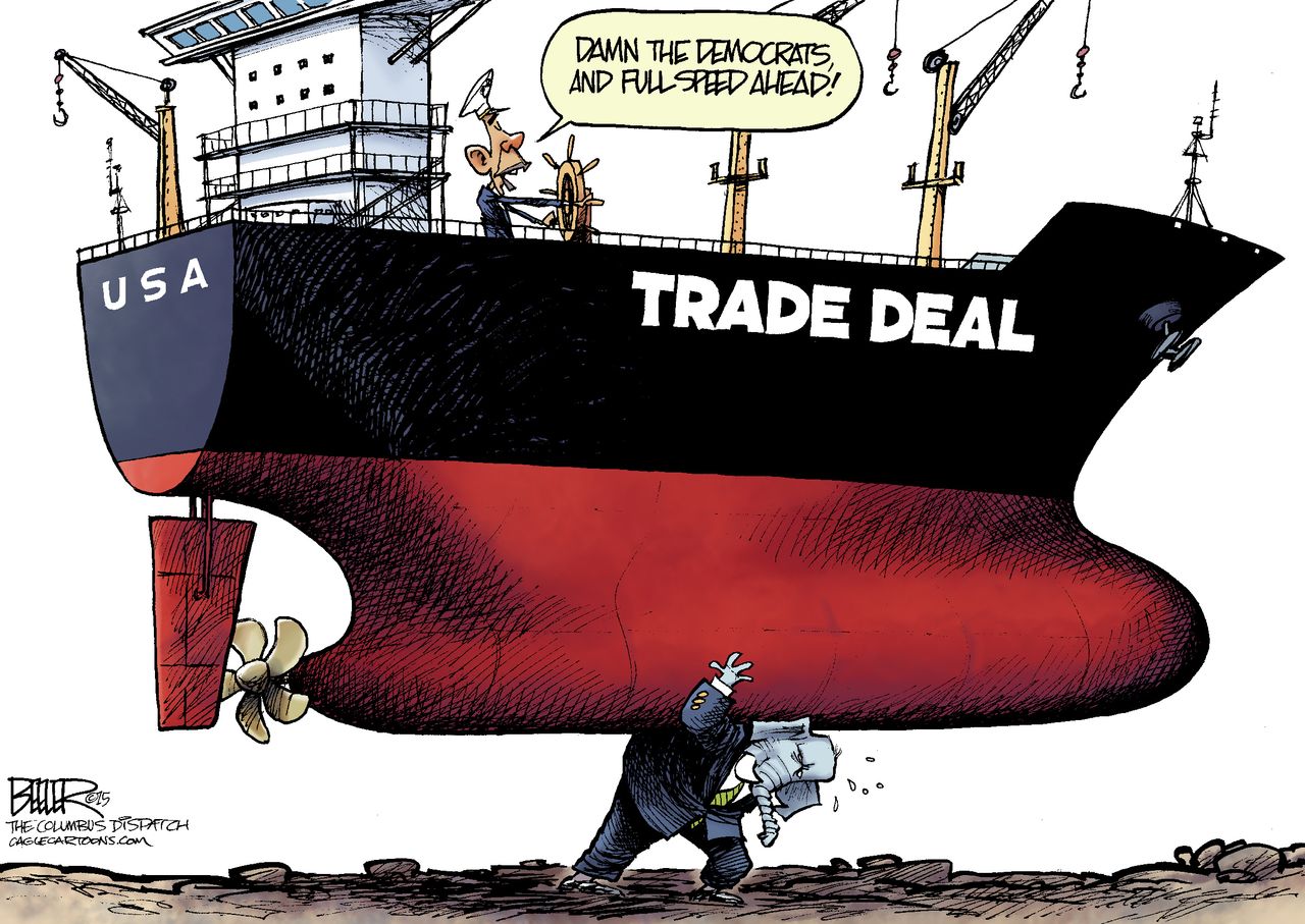 Obama cartoon U.S. trade deal