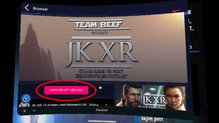 Browsing JKXR on SideQuest on a Meta Quest headset