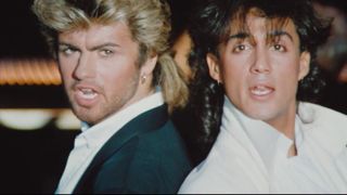 George Michael (left) and Andrew Ridgeley (right) performing on stage