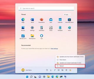 Windows 11 restart option
