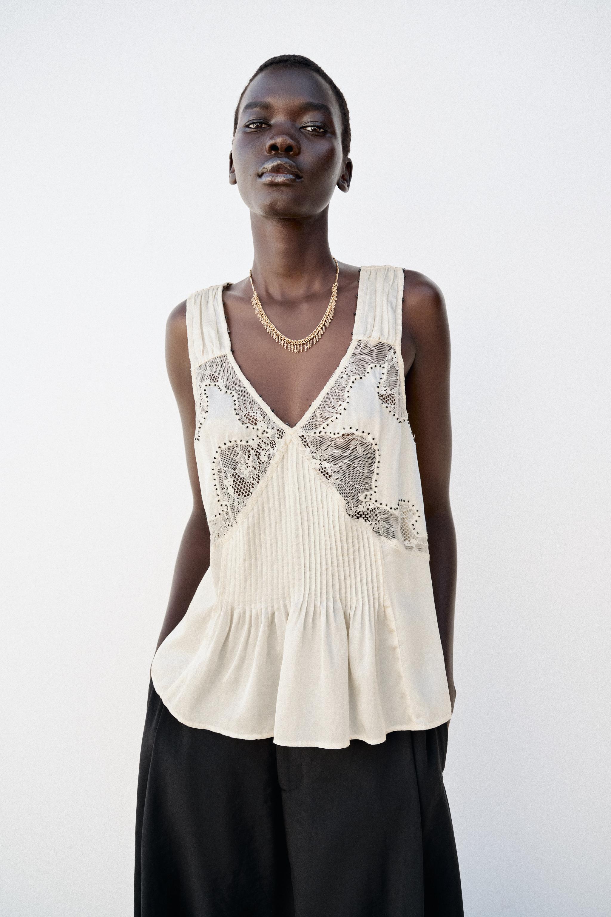 Beaded Top - Ecru - Xs