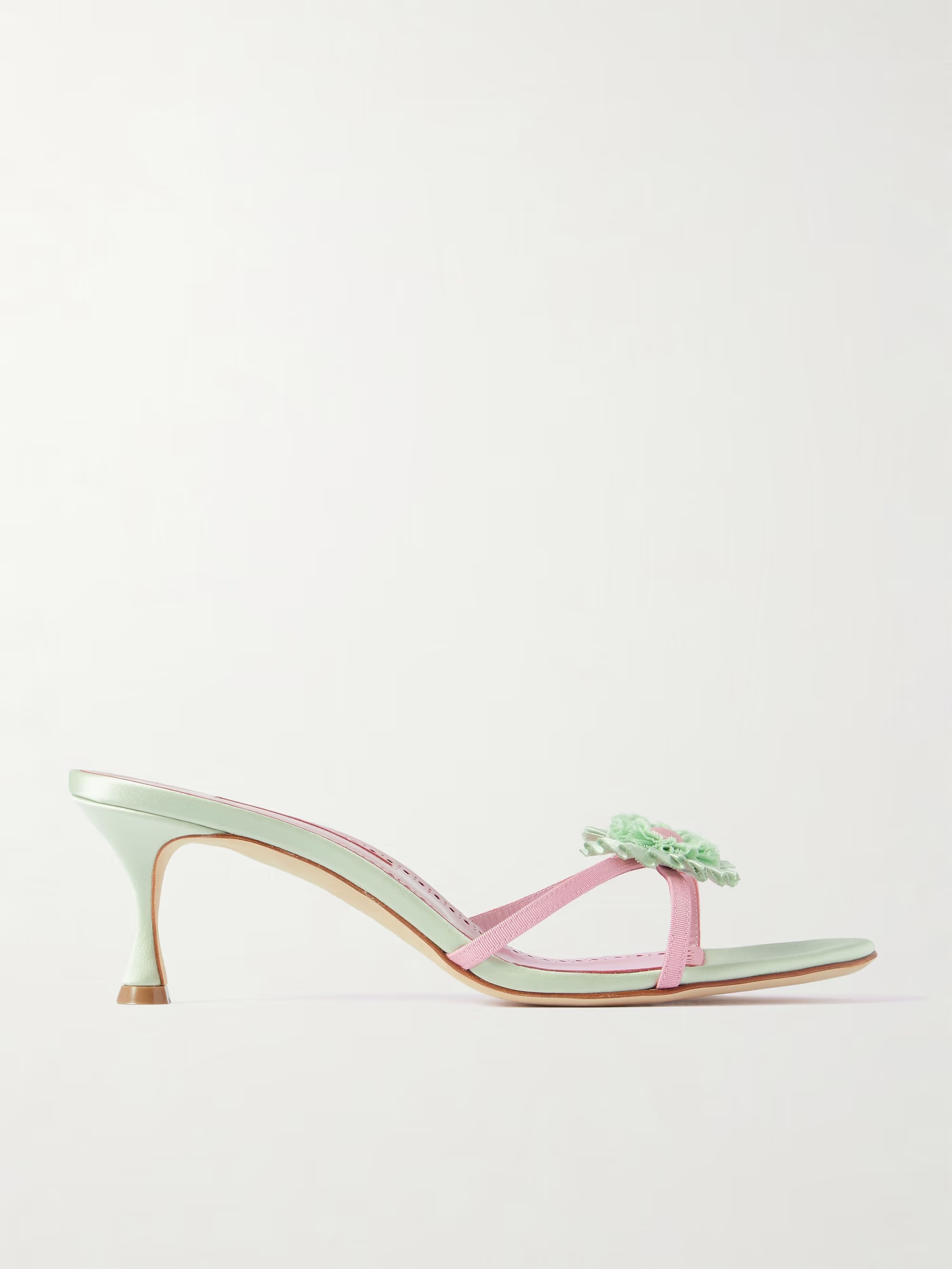 Manolo Blahnik, Paliss 50 Appliqu&amp;eacute;d Satin Mules