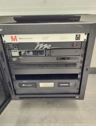 A Metinteractive rack housing the new audio system at Osgood Park.