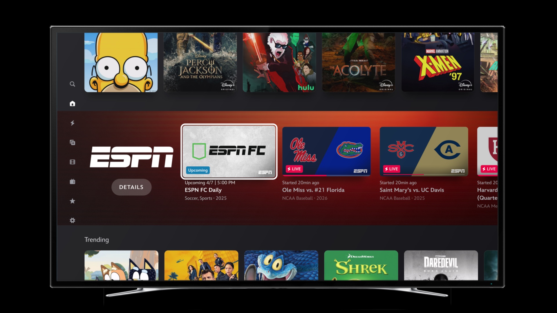 ESPN on the Disney+ home screen.