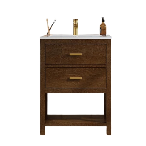 Amazon, Deluxe Living Walnut Bathroom Vanity With Sink
