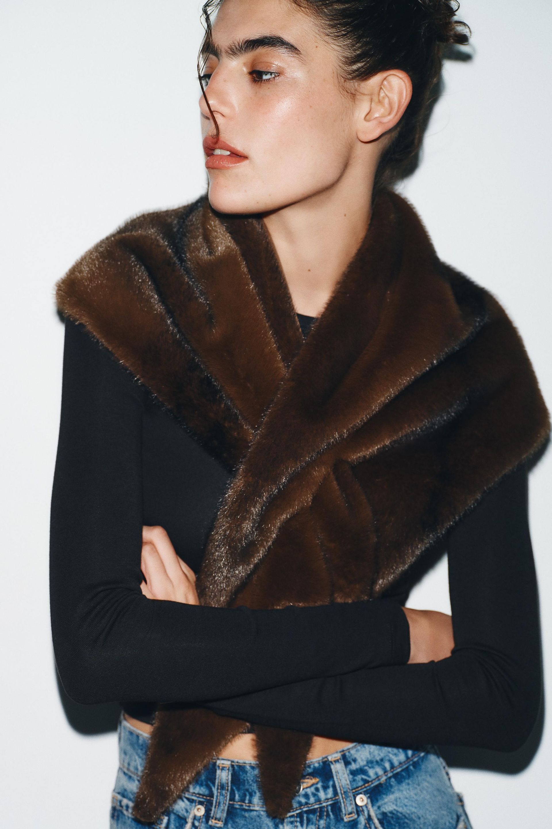 Triangular Faux Fur Scarf