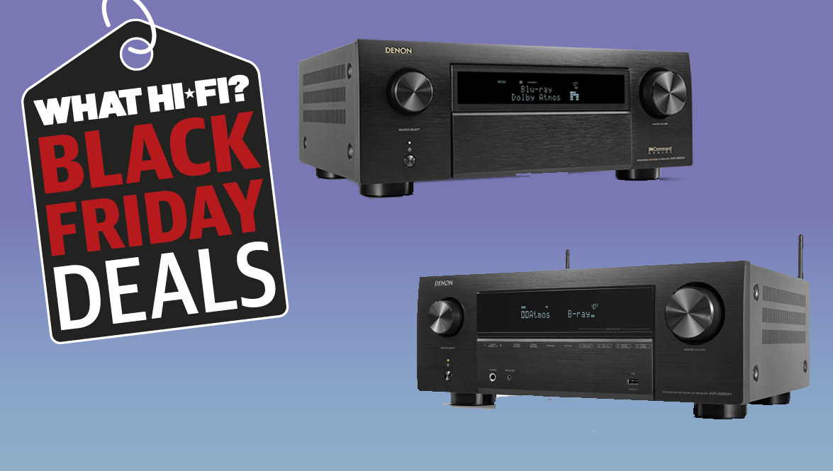 Denon AVRs on a purple background
