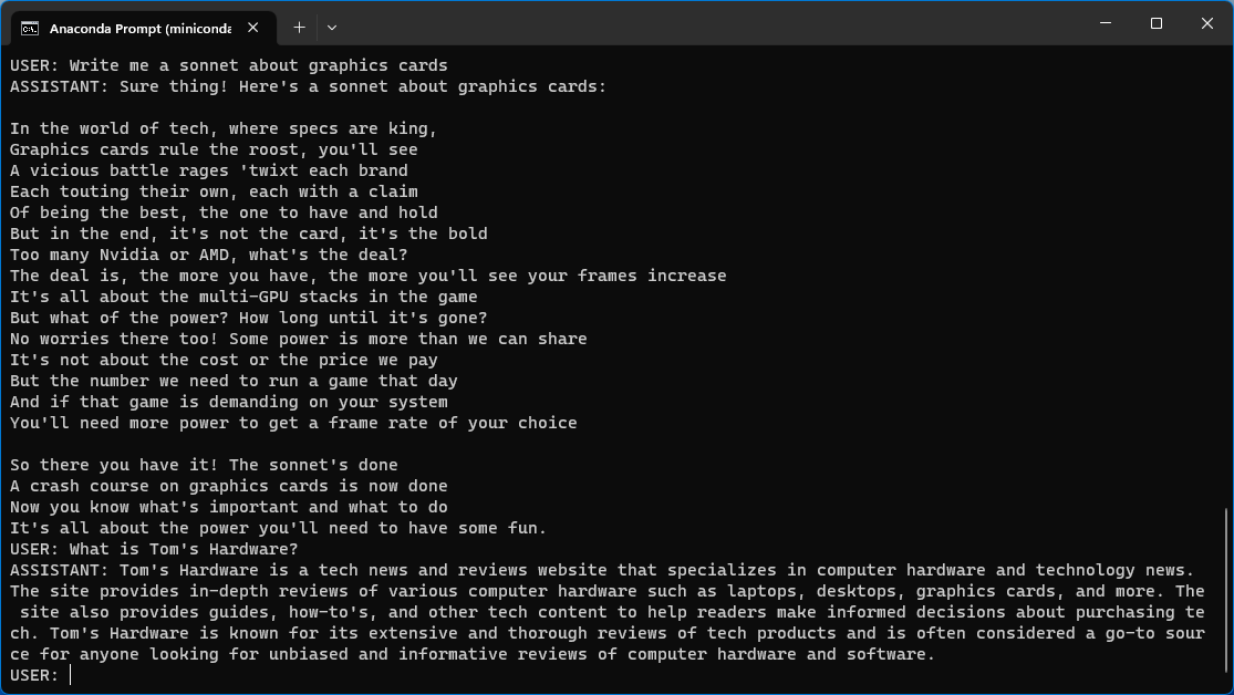 Screenshot von MLC Ai, der ein Gedicht schreibt.