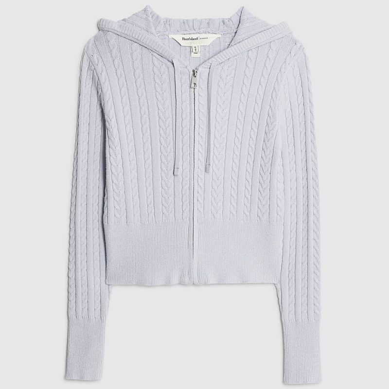 River Island grey, knitted, zip up hoodie