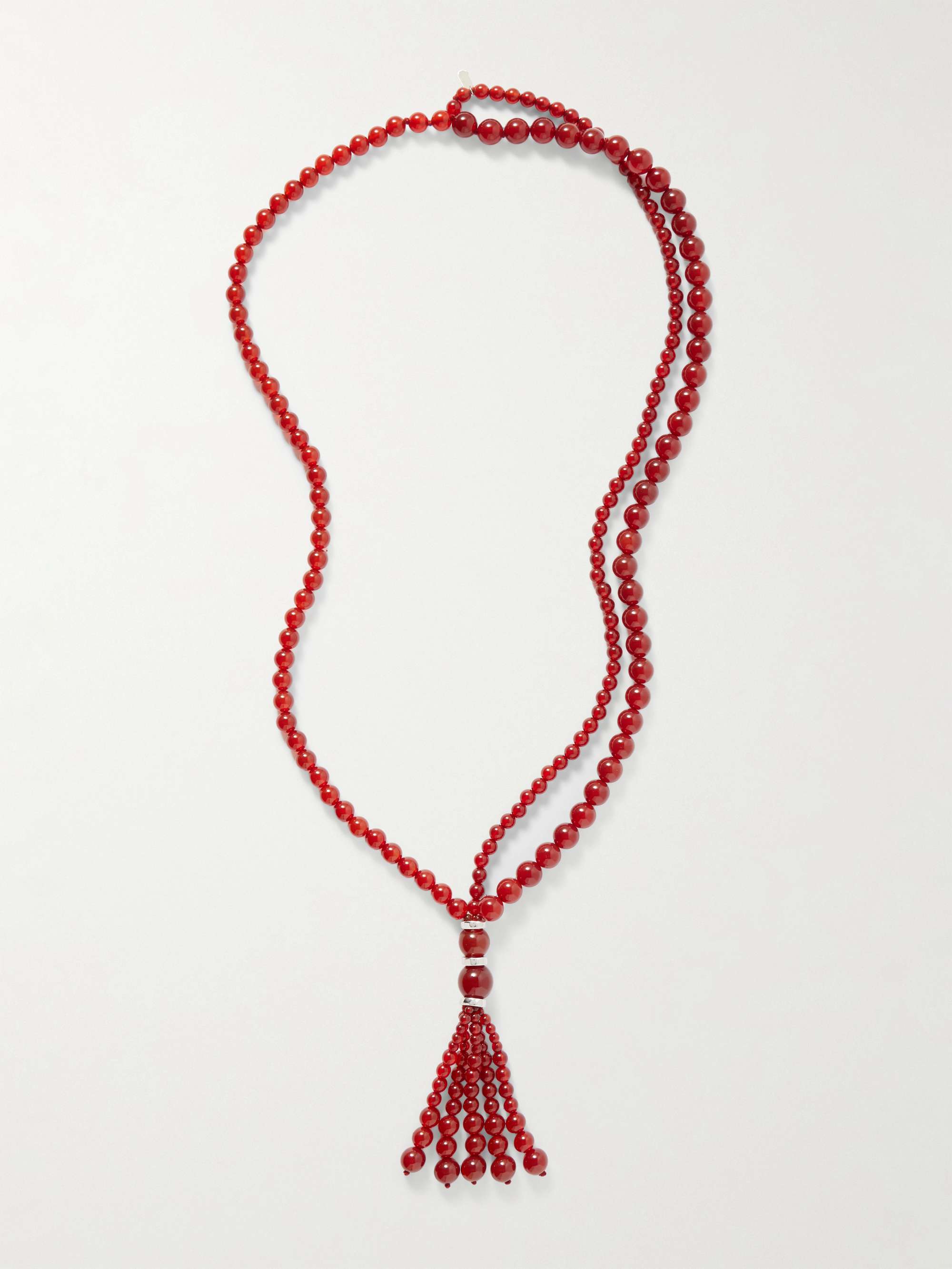 Venice Opera Tasseled Carnelian and Silver Necklace