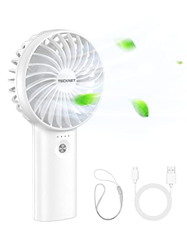 Tecknet Handheld Fan, Portable Usb Hand Held Fans Rechargeable Mini With 7000mah Power Bank, Mini Personal Electric Fan 3 Adjustable Speed Desk Fan for Home/office/travel (white)