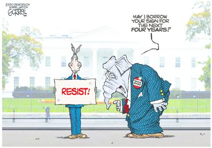 Political Cartoon U.S. GOP Democrats resist Biden