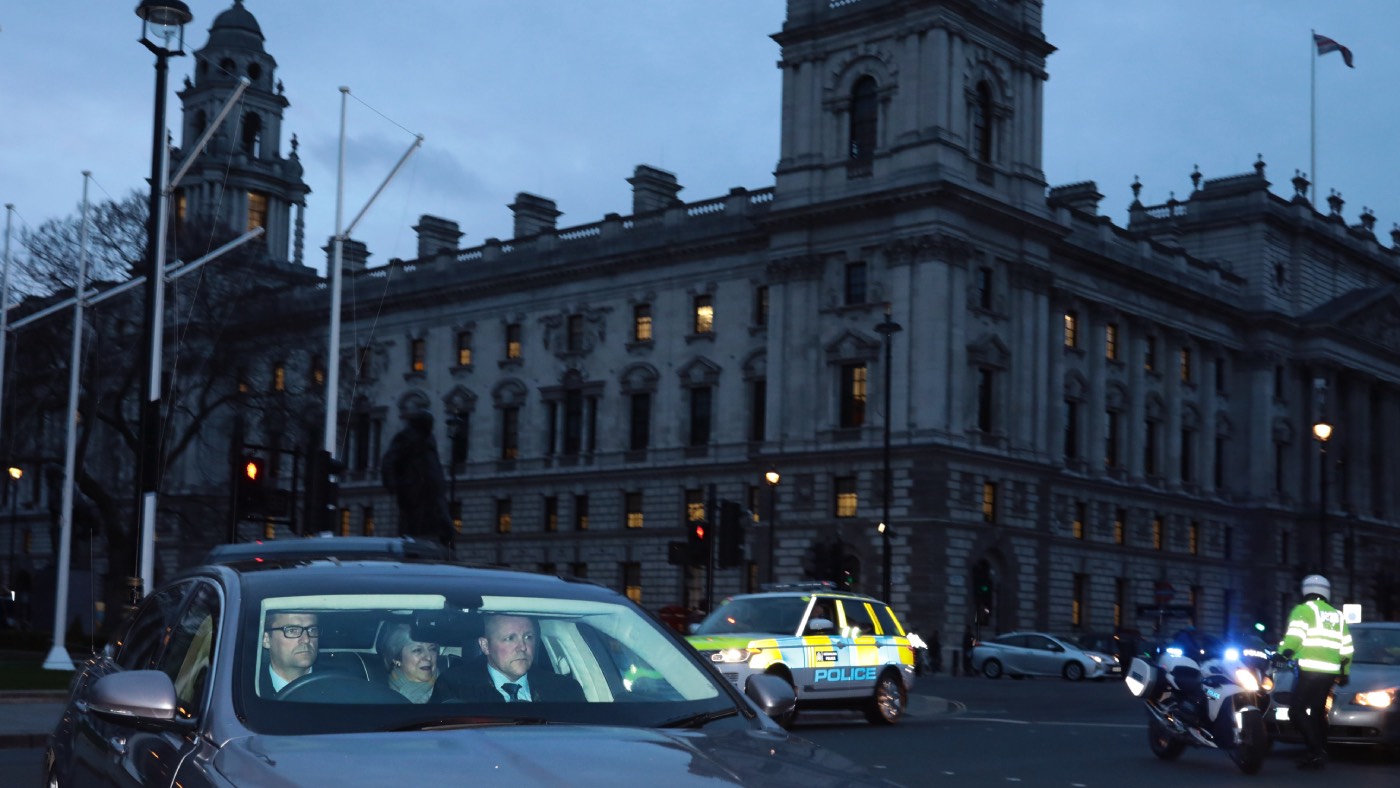 Theresa May arrives at the House of Commons