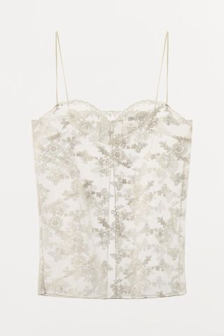 Zara Embroidered Organza Camisole Top