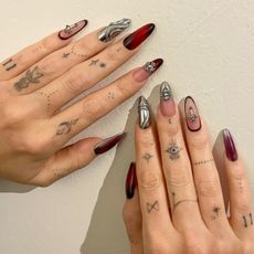 Ruby and Chrome Nails