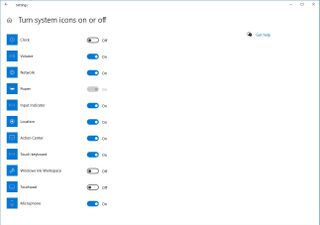 List of system icons on WIndows 10
