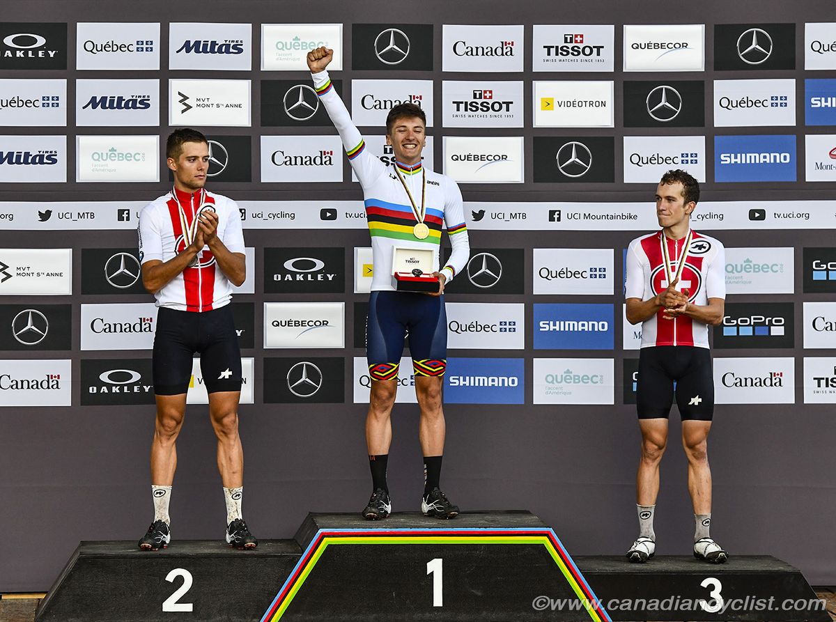 The final podium &ndash; Filippo Colombo, Vlad Dascalu, Vital Albin