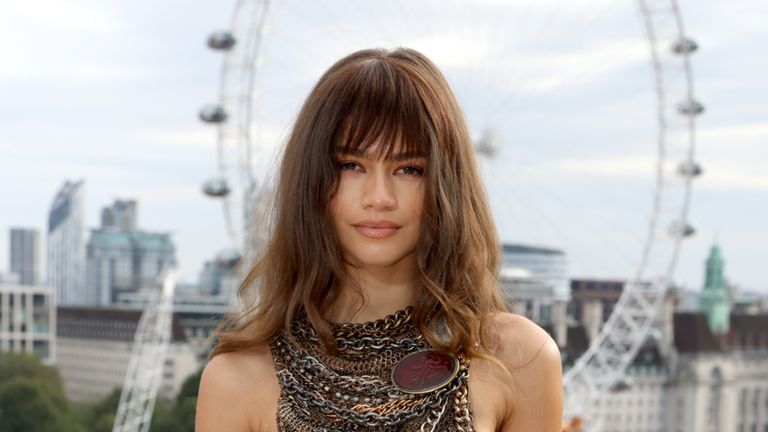 Zendaya attends the Dune Photocall in London ahead of the film's release on 21st October in central London on October 17, 2021 in London, England. 