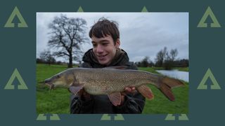 How to roll meat for barbel: Alex holding a freshly caught barbel